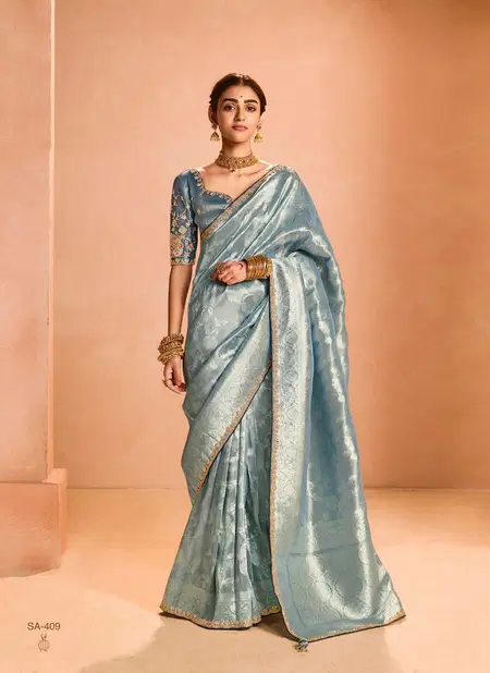 Utsav SA 409 By Kimora Tissue Silk Party Wear Surat Saree Suppliers In India Catalog